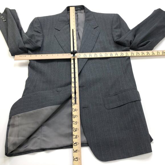 Ermenegildo Zegna Pinstriped 39 Custom Blazer Sport Coat Jacket Gray - Picture 8 of 15